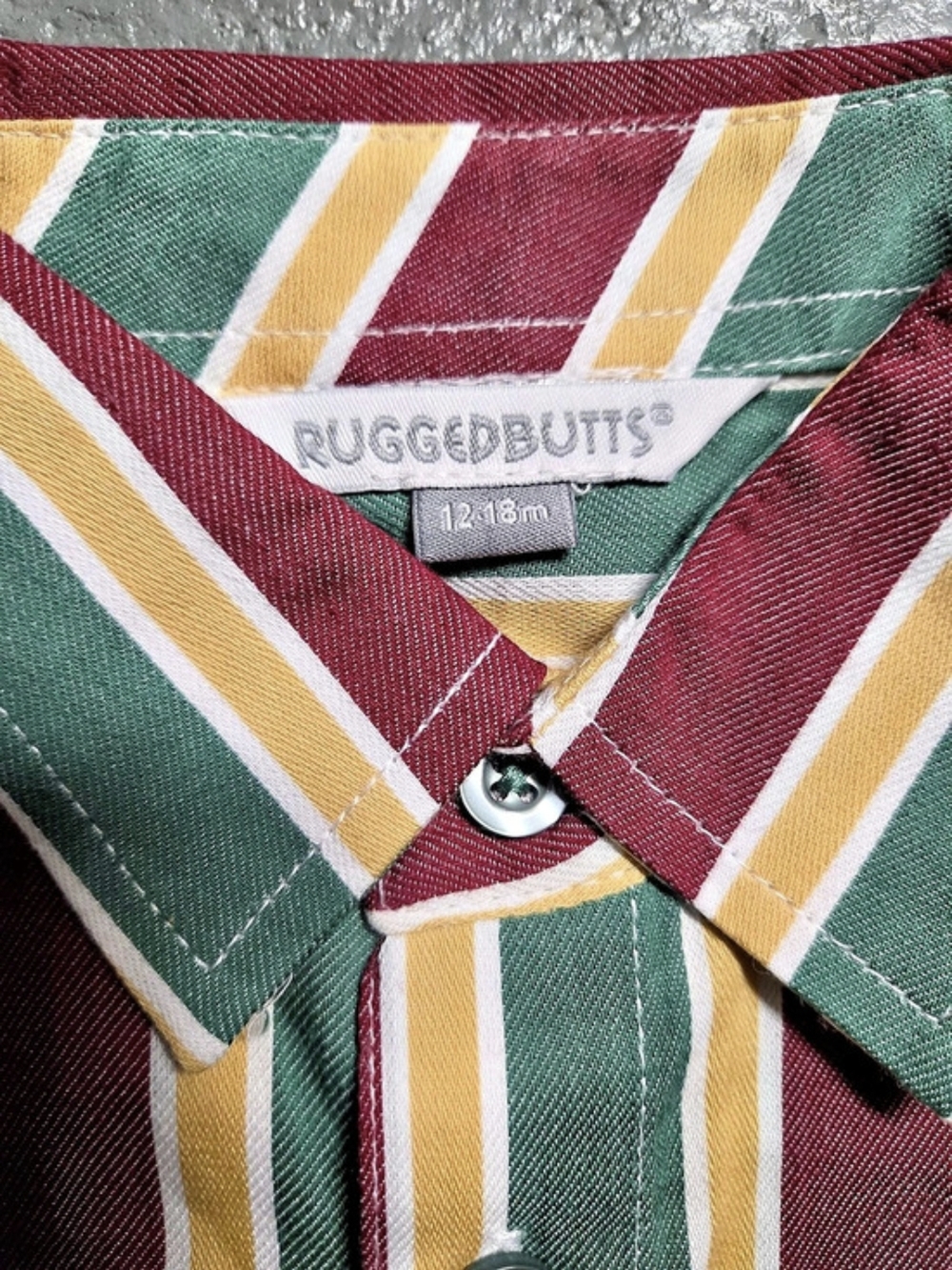RuggedButts Jolly Stripe Button Down Shirt Boys 12-18M NWT - Picture 2 of 4